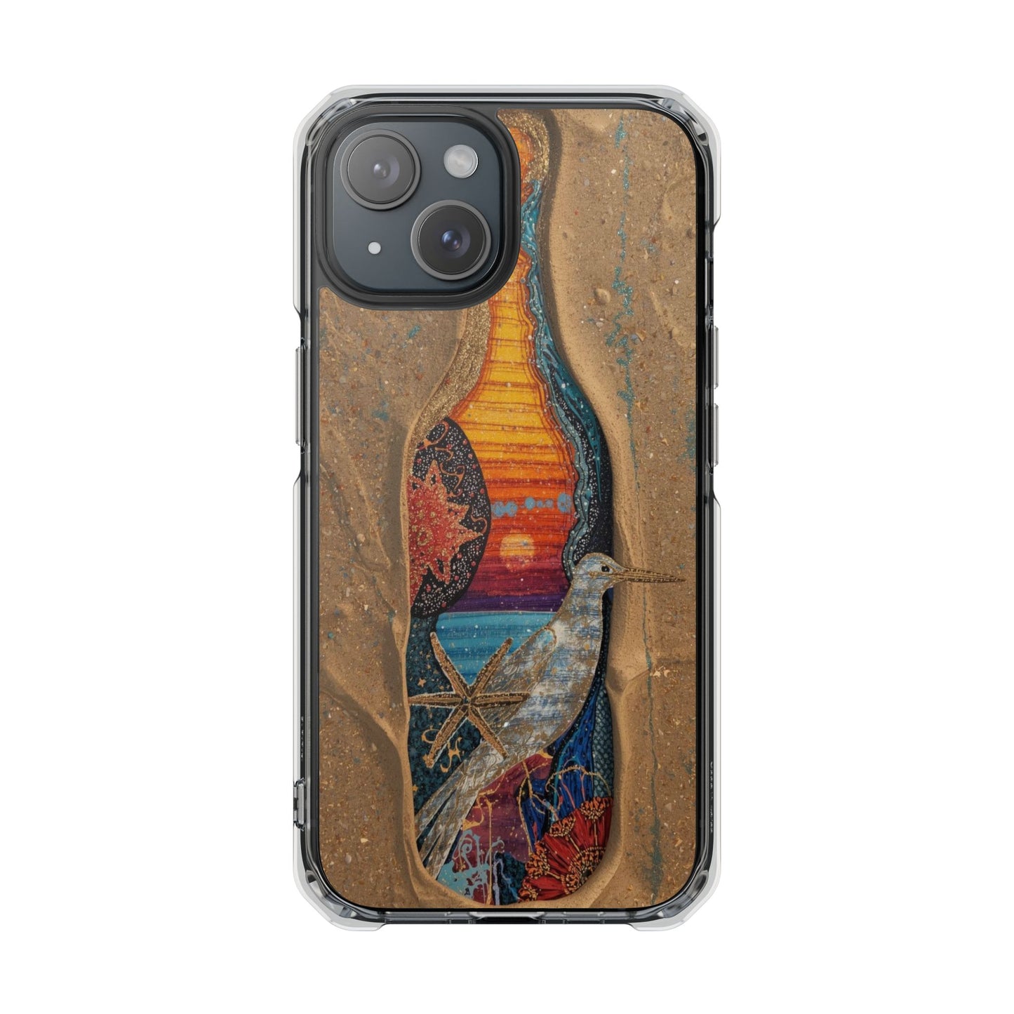 Clear Impact Phone Case — Sunset Wave Surfboard Art