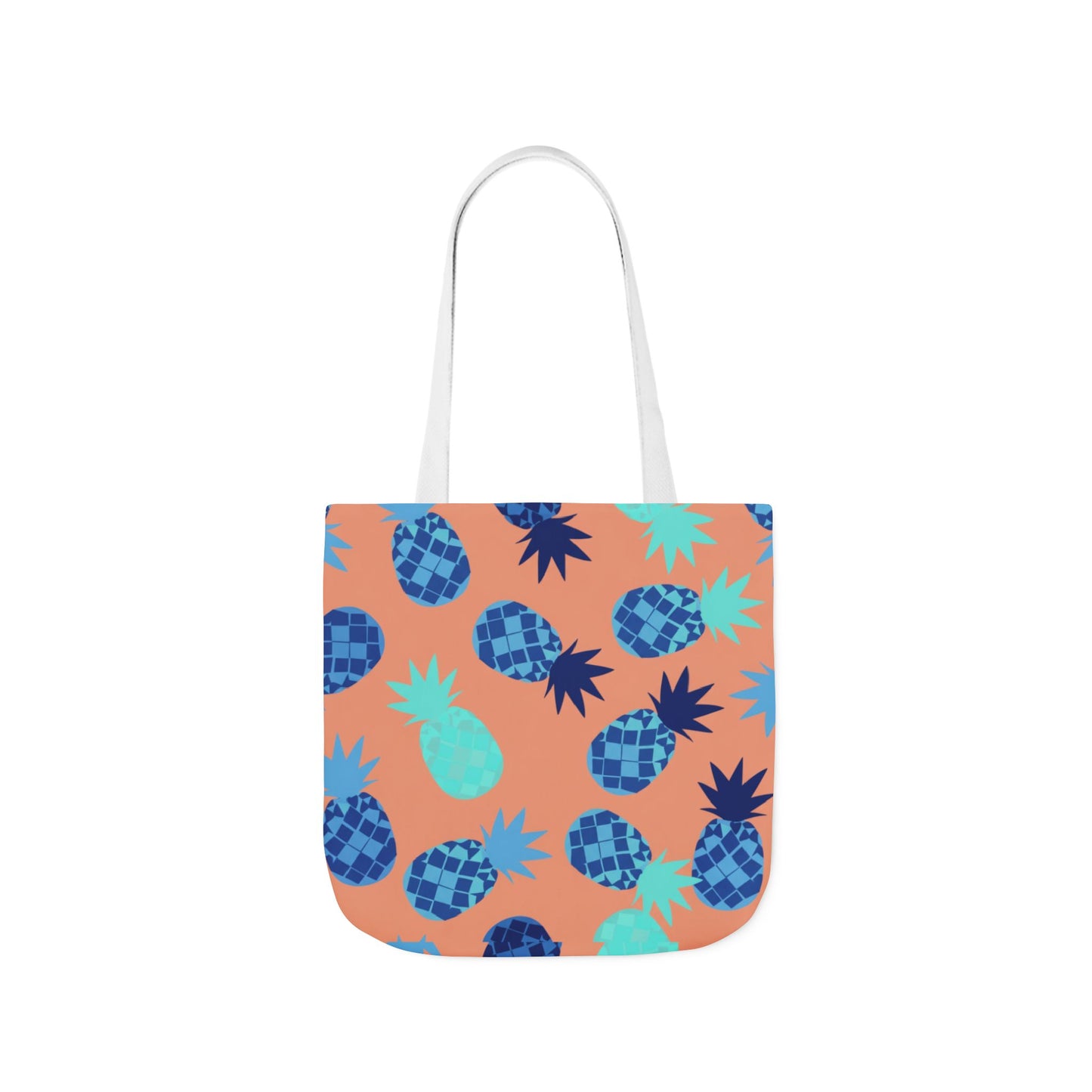 Tropical Pineapple Canvas Tote Bag — Coral & Teal Patterned Beach Market Bag