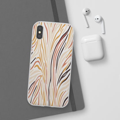 Marbled Neutral Stripe Phone Case — Abstract Beige & Terracotta Flexi Case