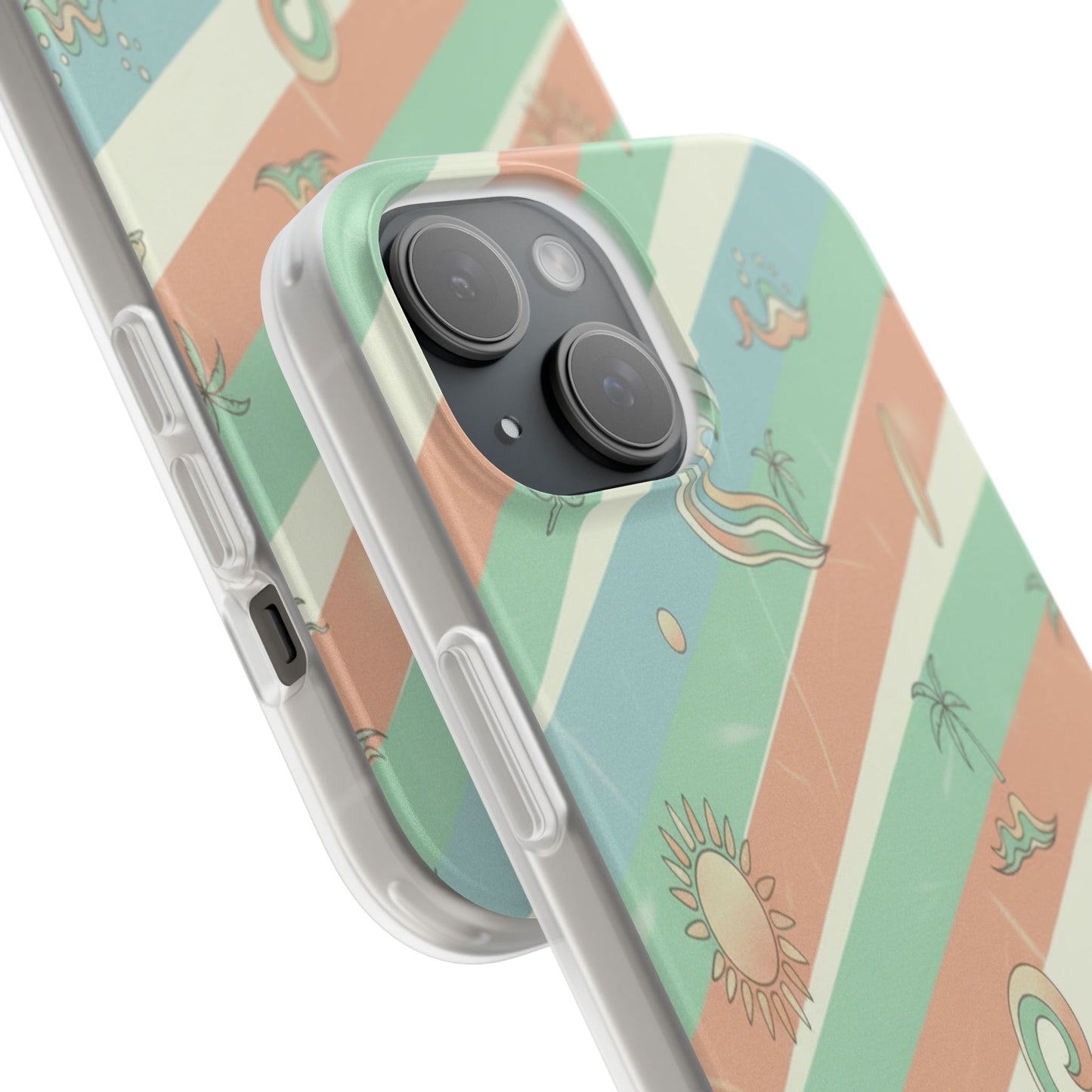 Beach Vibes Phone Case — Retro Pastel Surf & Palm Protective Flexi Case