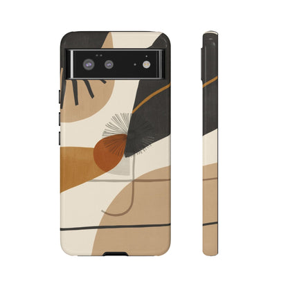Abstract Earth Tone Phone Case — Mid-Century Minimalist Tough Case