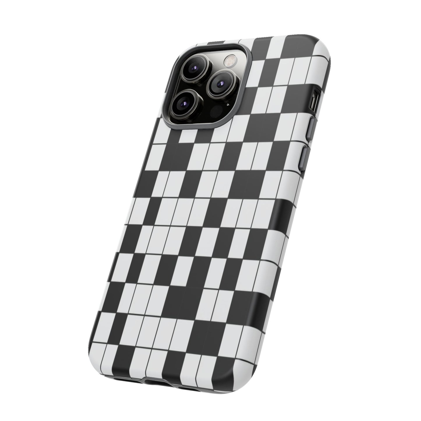 Crossword Grid Phone Case — Black & White Puzzle Pattern Tough Phone Cover