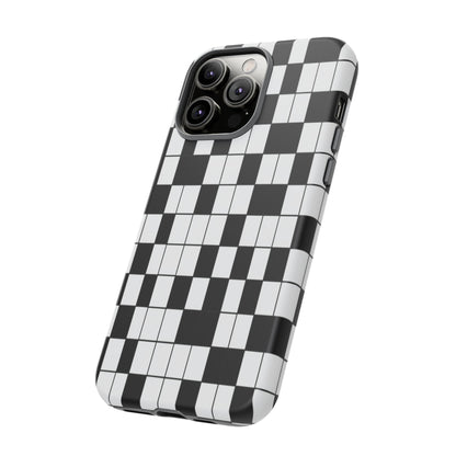 Crossword Grid Phone Case — Black & White Puzzle Pattern Tough Phone Cover
