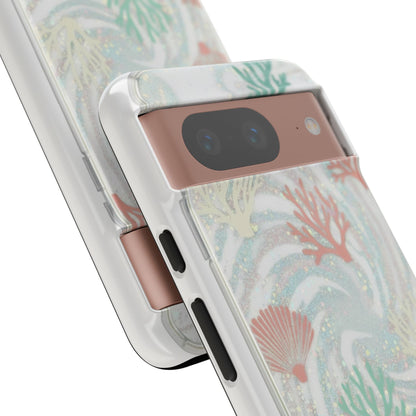 Seafoam Coral Tough Phone Case - Pastel Ocean Wave Design