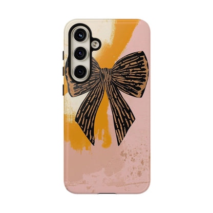 Bow Brushstroke Tough Phone Case — Pink & Mustard