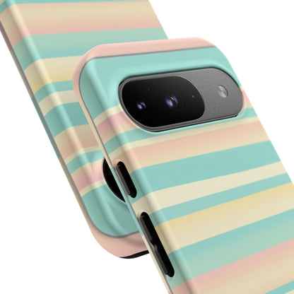 Pastel Striped Tough Phone Case — Mint, Peach & Cream Protective Cover