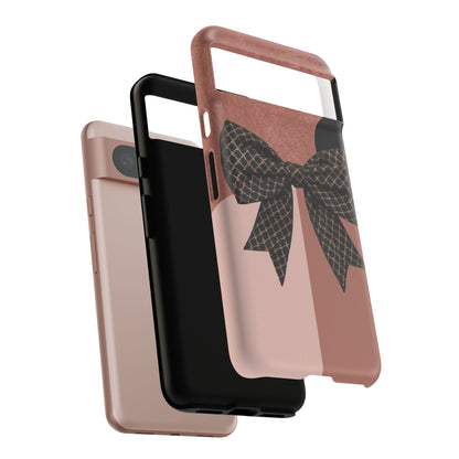 Bow Stripe Tough Phone Case – Pink Mauve Protective Cover