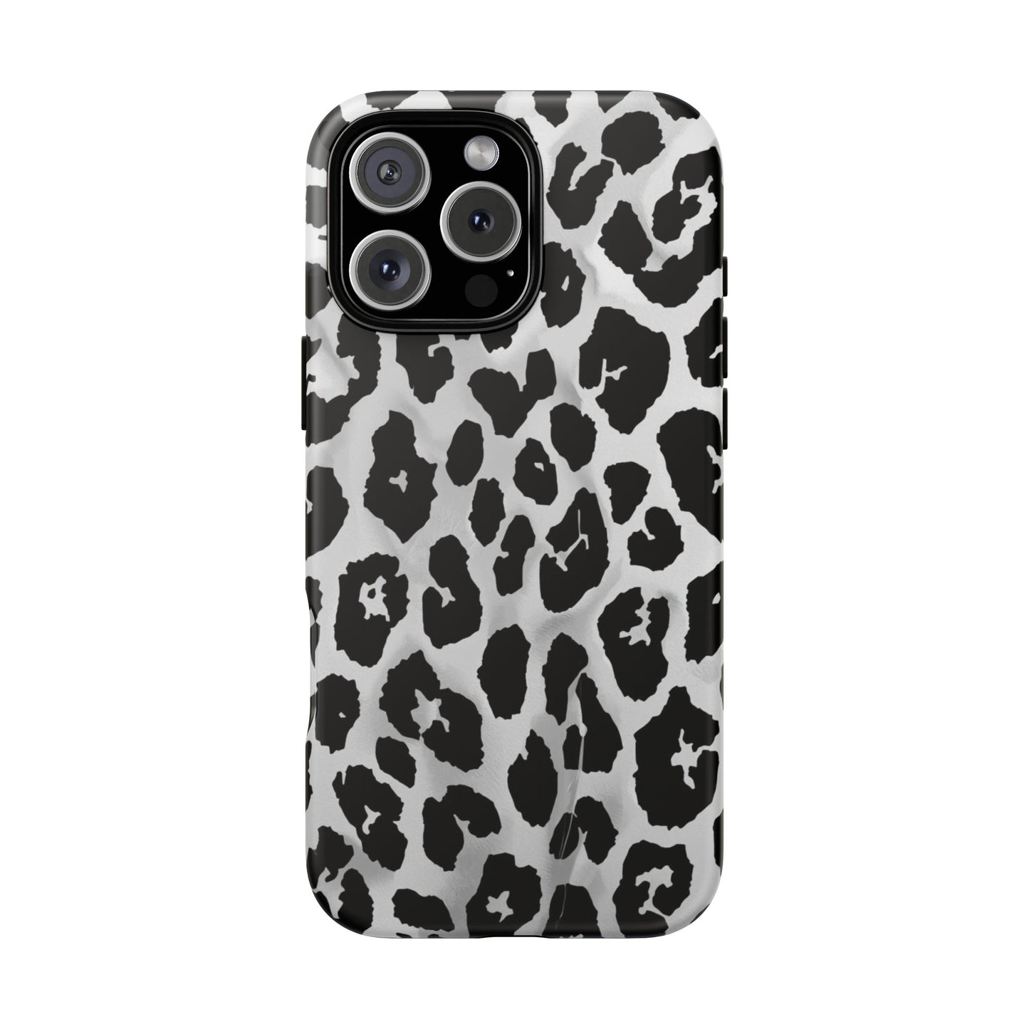 Leopard Print Tough Phone Case – Black & White Animal Pattern Protective Cover