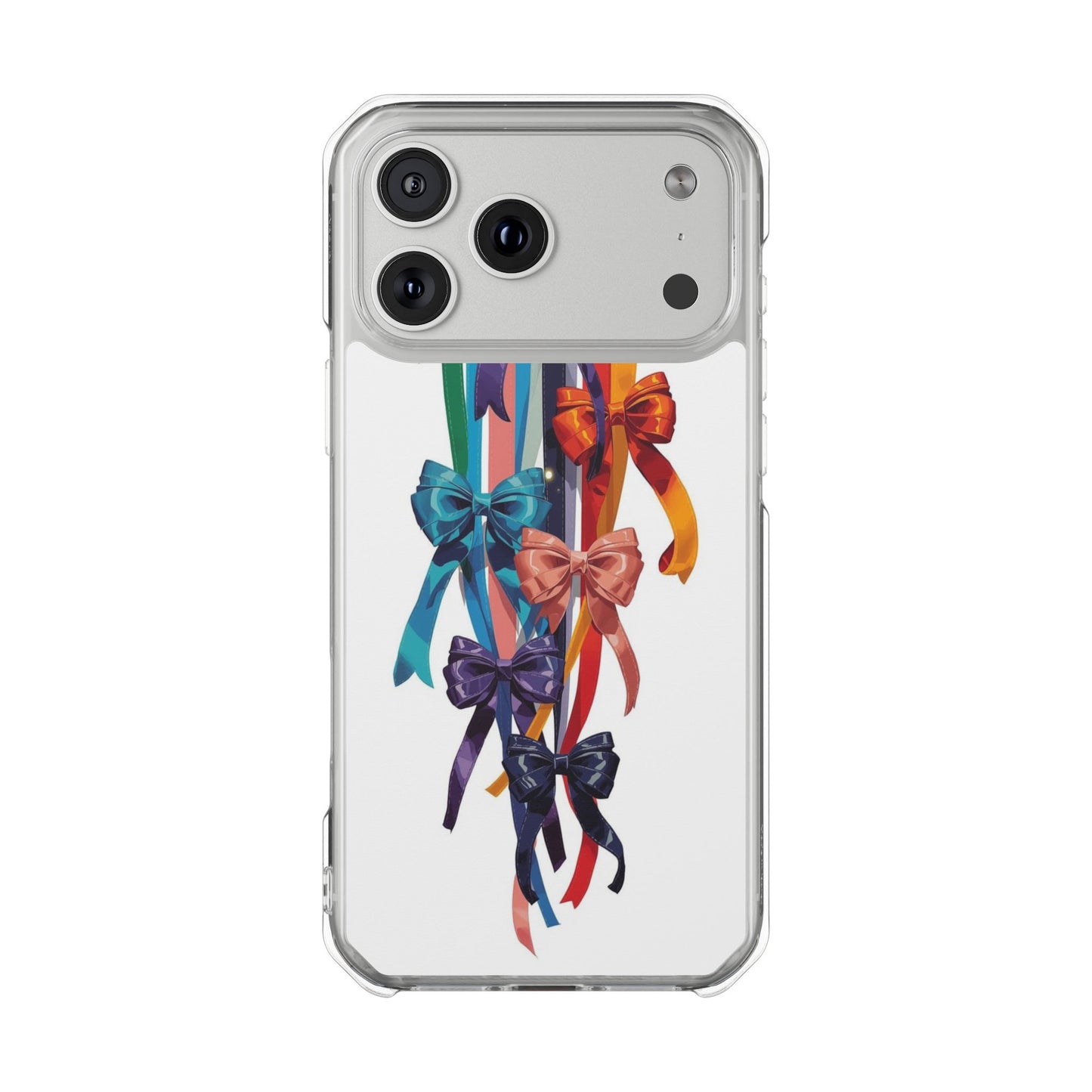 Clear Magnetic Phone Case — Colorful Ribbon Bows Design