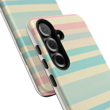 Pastel Striped Tough Phone Case – Protective Retro Rainbow Design