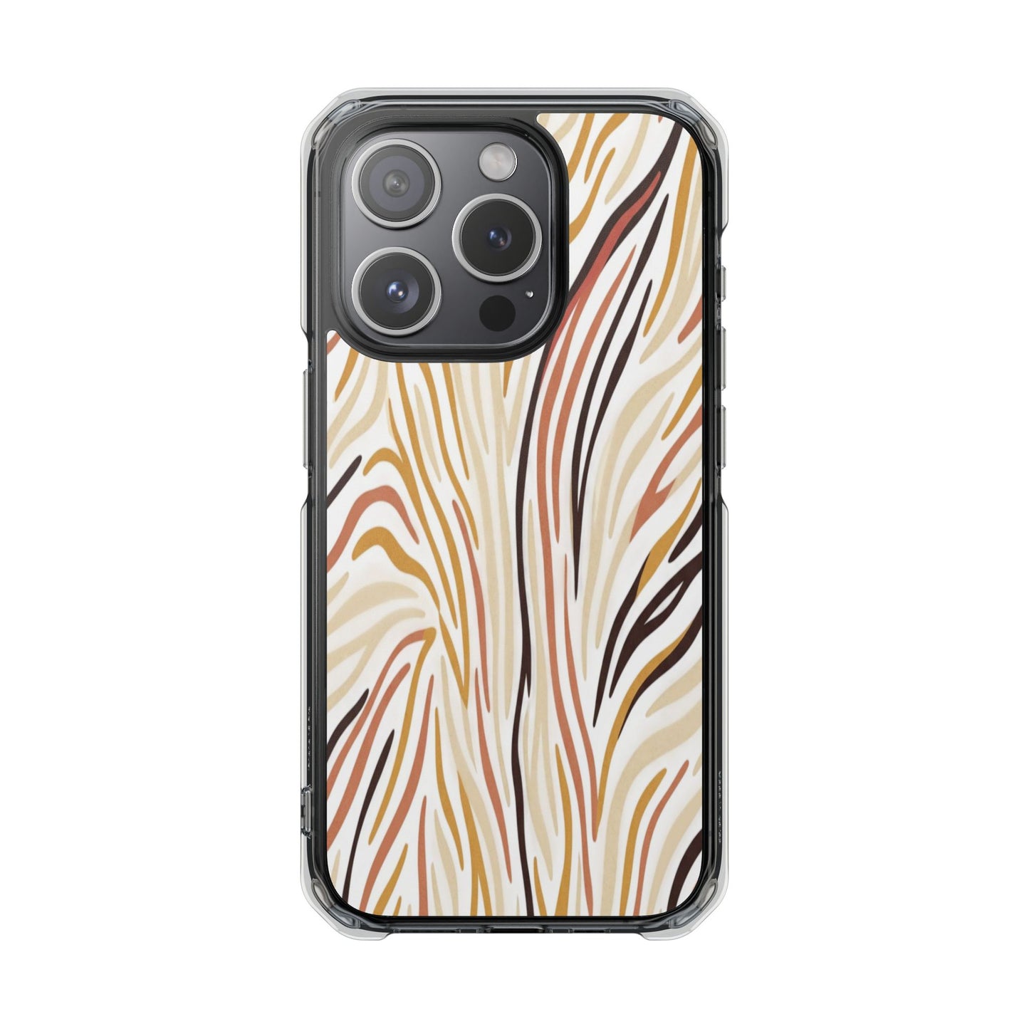 Clear Magnetic Phone Case — Neutral Abstract Marble Wave Design