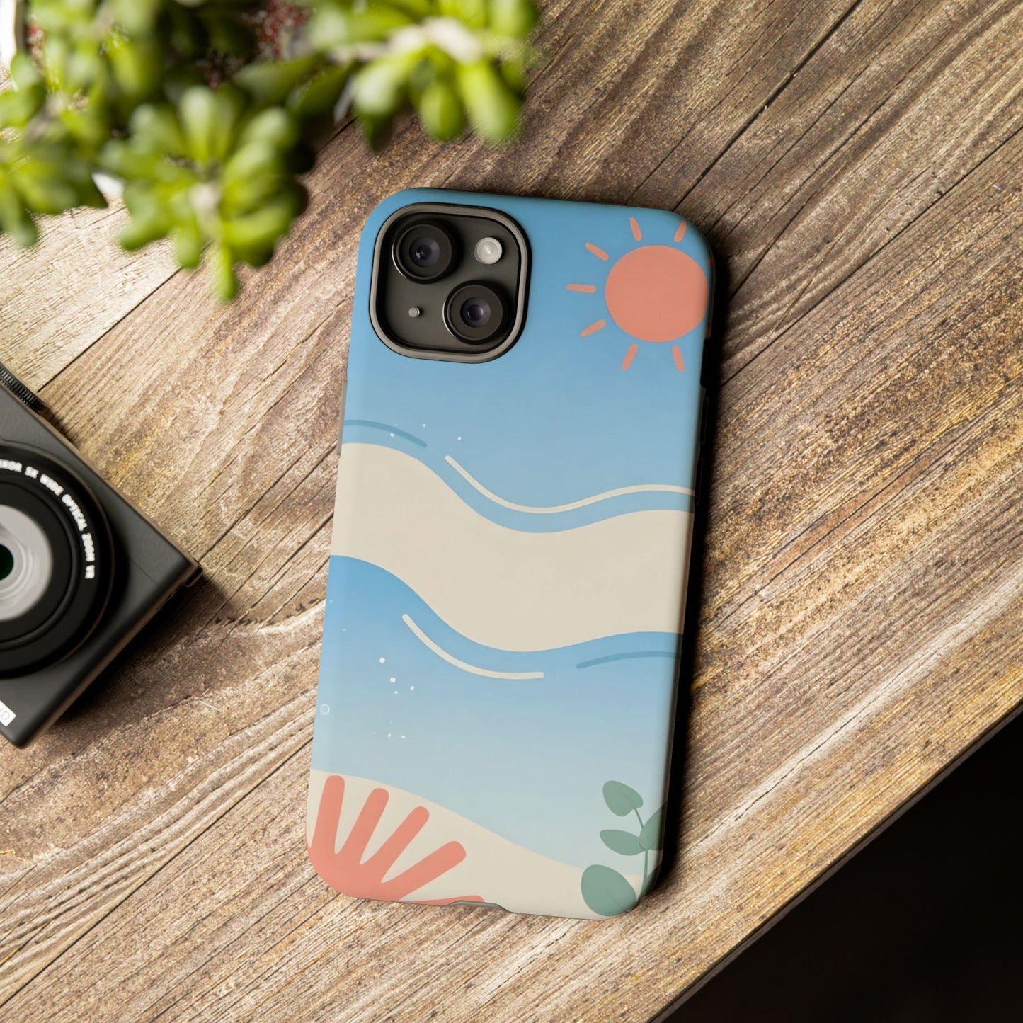 Beach Waves Tough Phone Case — Summer Sun & Seashell Protective Cover