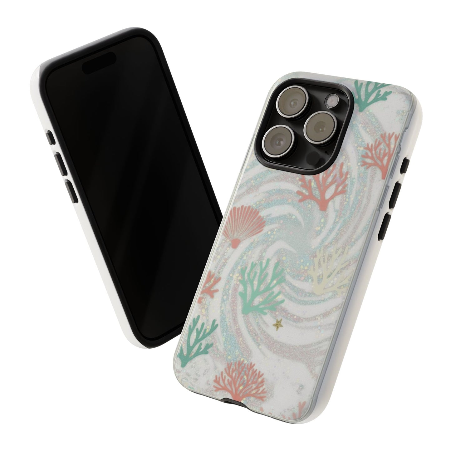 Seafoam Coral Tough Phone Case - Pastel Ocean Wave Design
