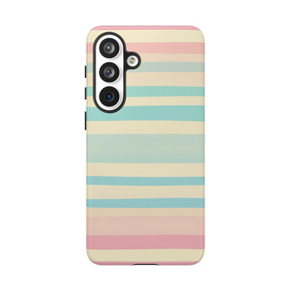 Pastel Striped Tough Phone Case – Protective Retro Rainbow Design
