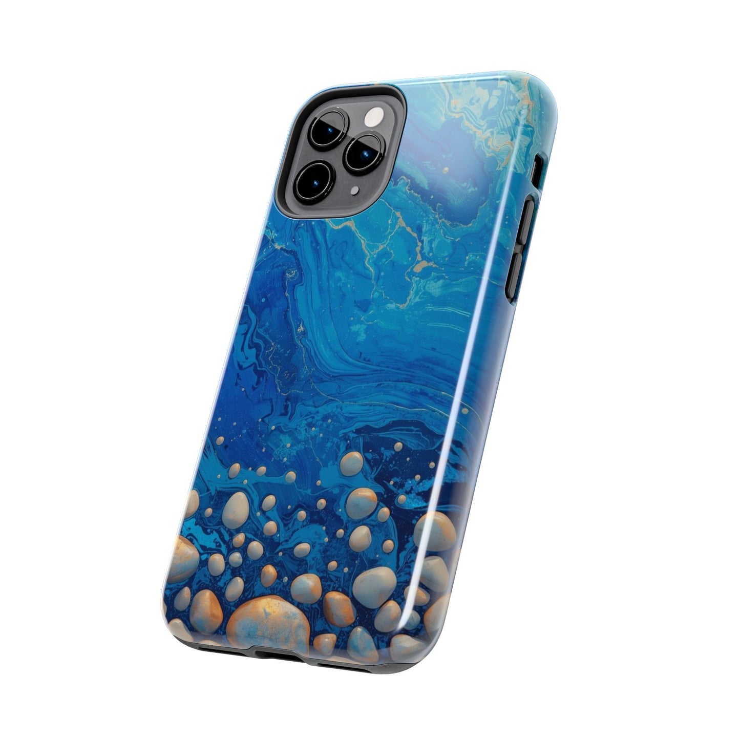 Blue Ocean Pebble Tough Phone Case — Protective Artistic Marble Design