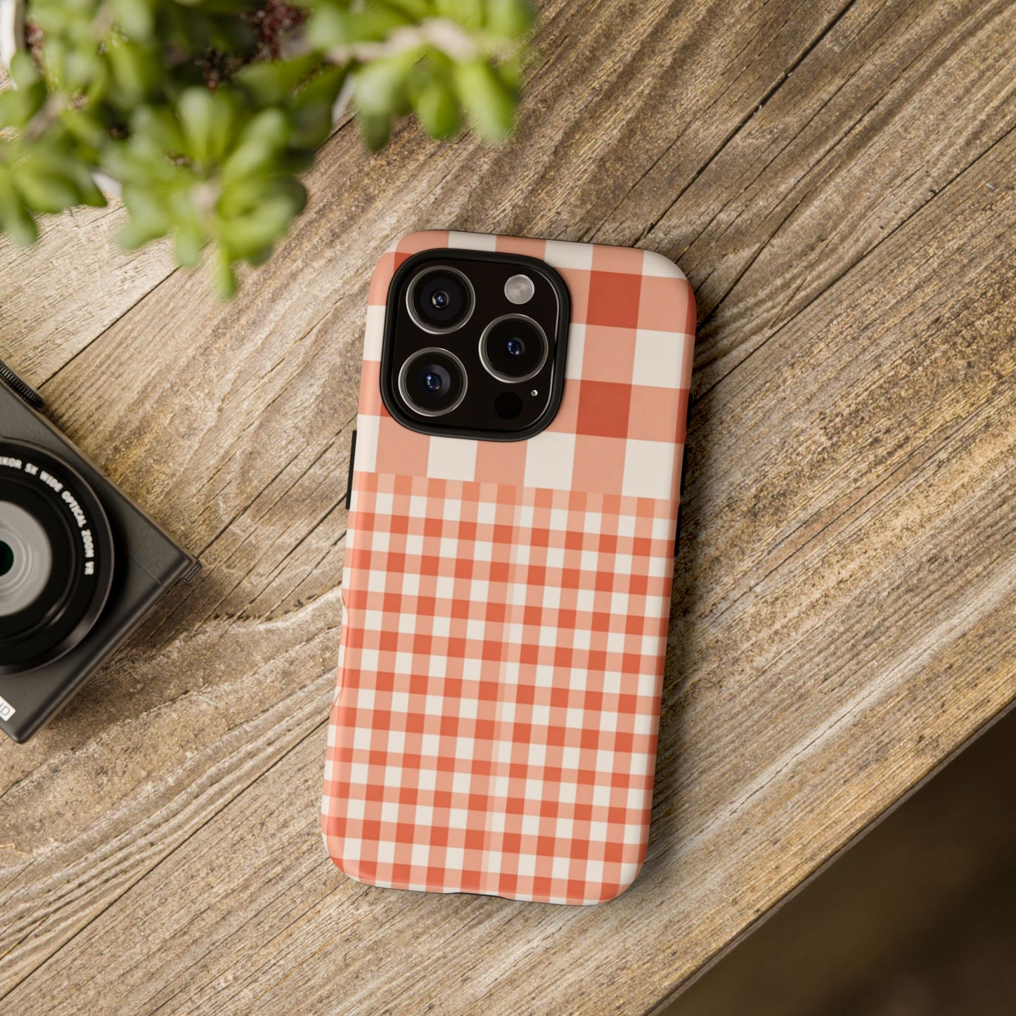 Buffalo Check Tough Phone Case — Orange Gingham Protective Cover