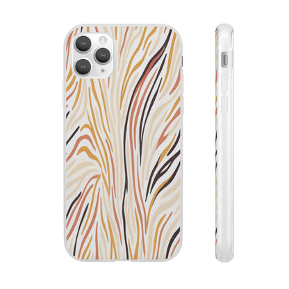 Marbled Neutral Stripe Phone Case — Abstract Beige & Terracotta Flexi Case