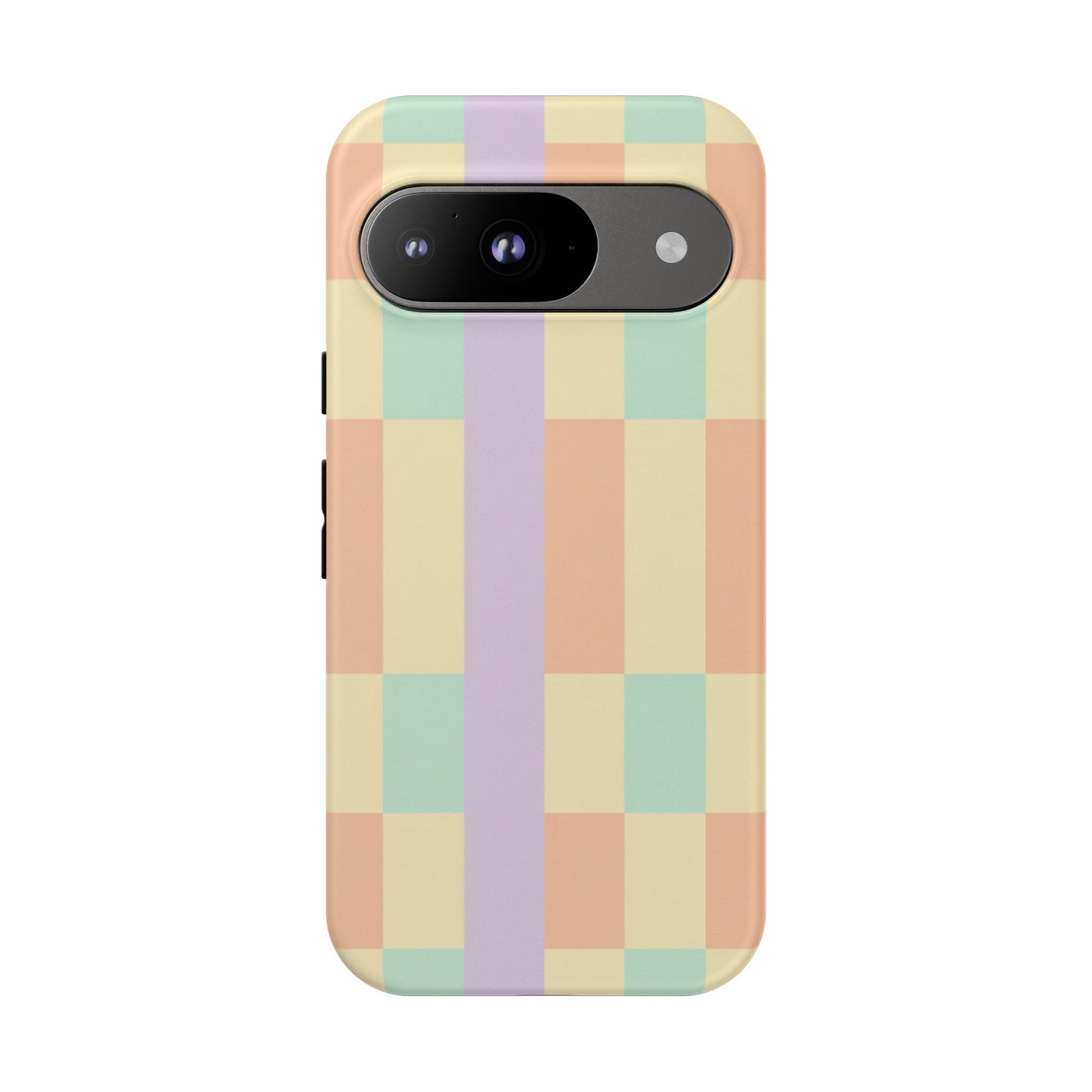 Pastel Checkered Phone Case — Retro Stripe Tough Case