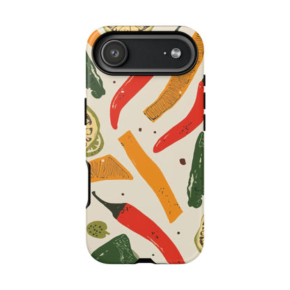 Spicy Peppers Phone Case – Colorful Chili, Lime & Citrus Pattern