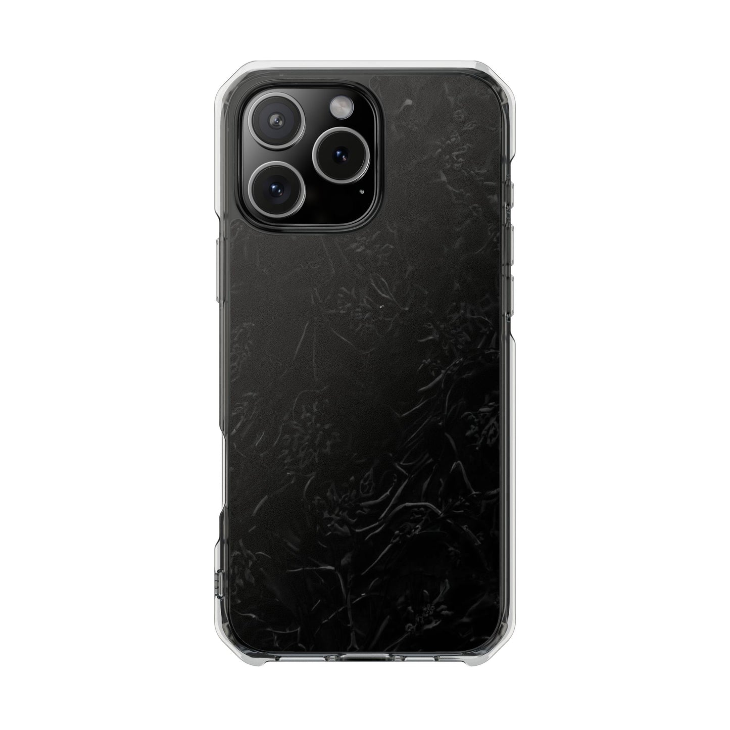 Magnetic Impact Phone Case — Black Floral Design