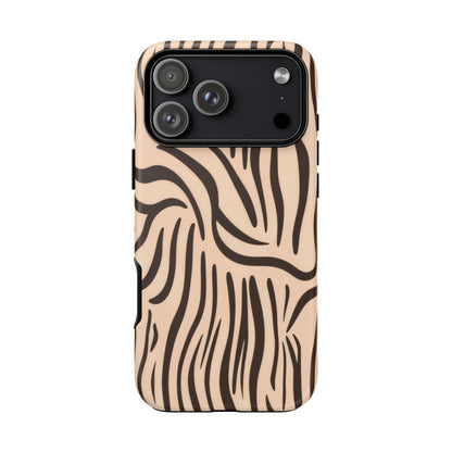 Zebra Stripe Tough Phone Case – Neutral Animal Print Protective Cover