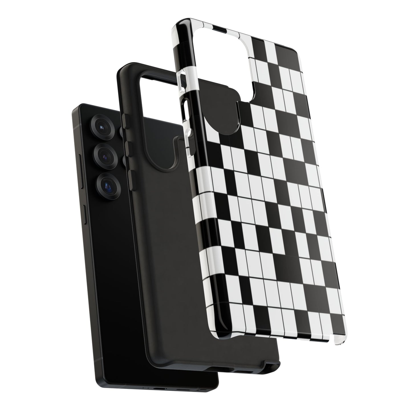 Crossword Grid Phone Case — Black & White Puzzle Pattern Tough Phone Cover