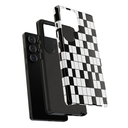 Crossword Grid Phone Case — Black & White Puzzle Pattern Tough Phone Cover
