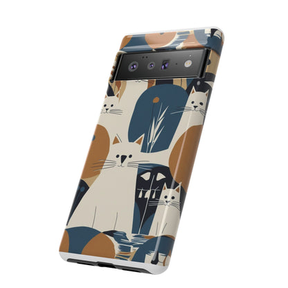 Cat Pattern Phone Case – Retro Abstract Cats Protective iPhone Cover