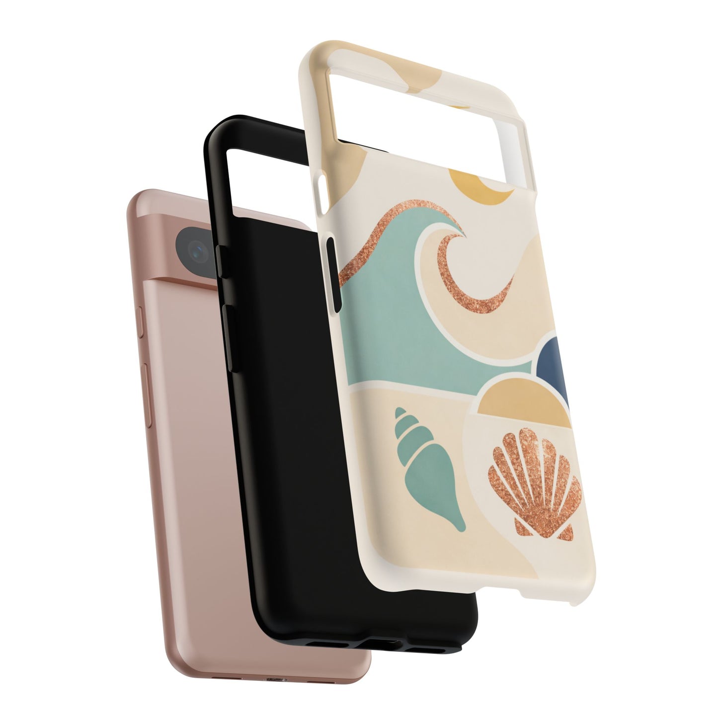 Sea Breeze Tough Phone Case — Retro Waves & Shells Design