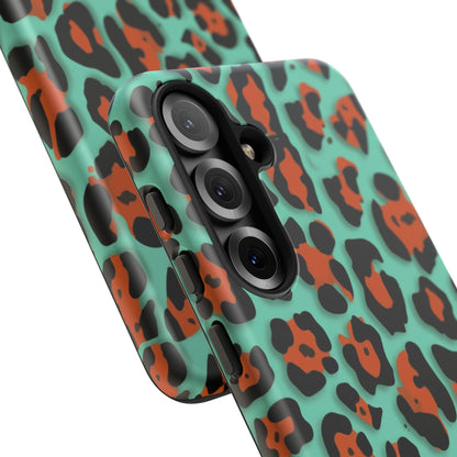 Teal & Rust Leopard Phone Case — Tough Protective Animal Print