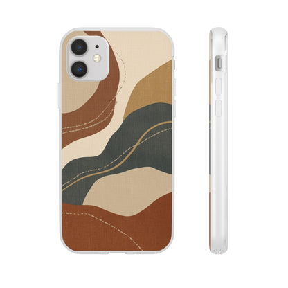 Abstract Earth Tone Phone Case — Boho Wavy Flexi Case