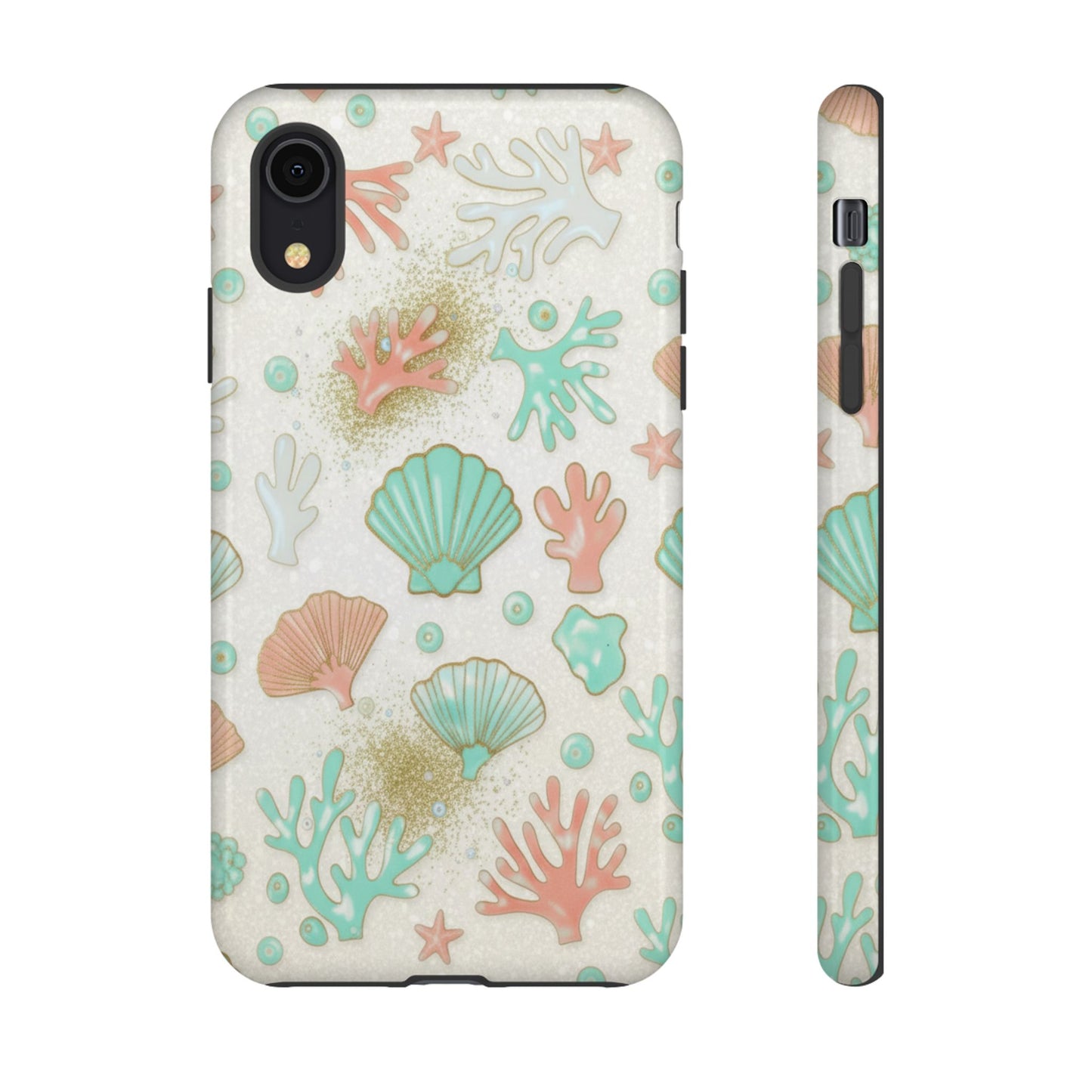 Seashell Coral Phone Case — Pastel Beach Shells Protective Tough Case