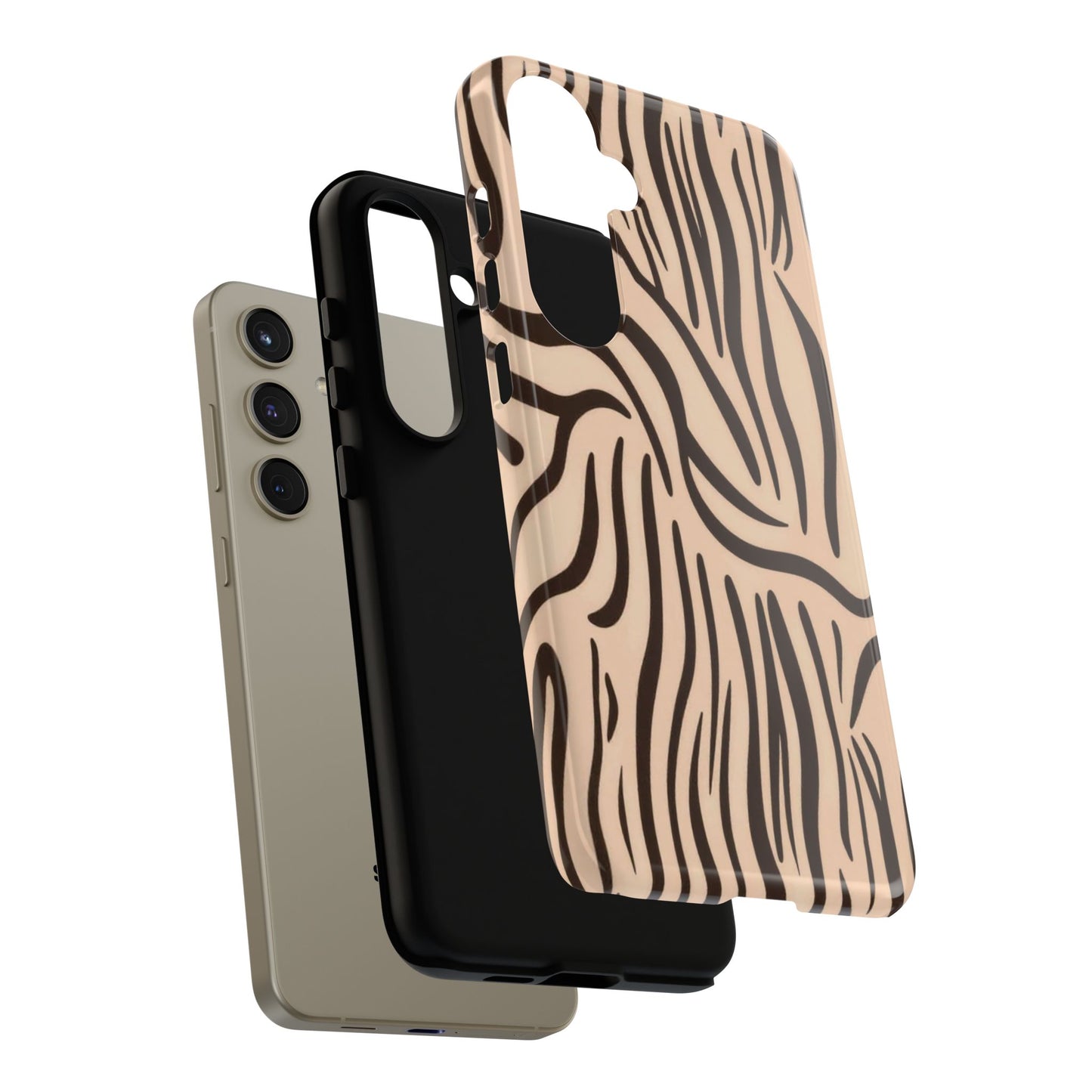 Zebra Stripe Tough Phone Case – Neutral Animal Print Protective Cover