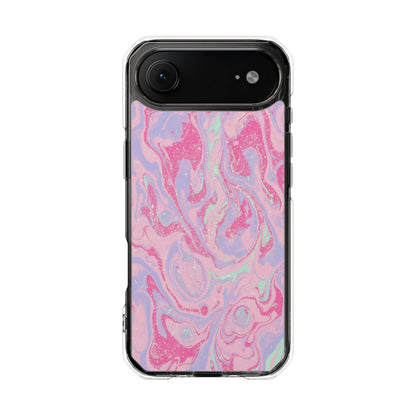 Pink Marble Magnetic Clear Phone Case — Impact-Resistant iPhone Cover