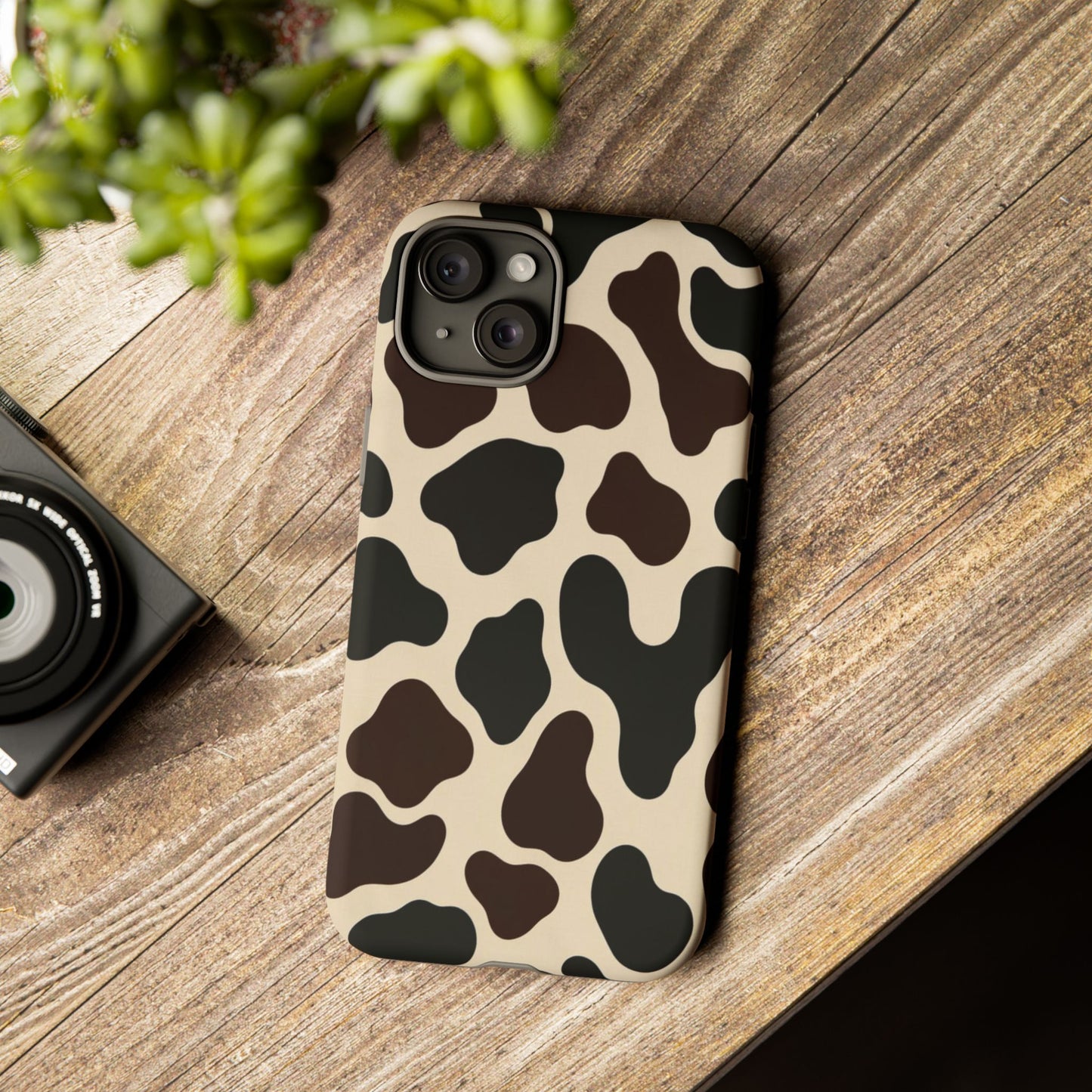 Cow Print Phone Case — Black & Cream Protective  Case