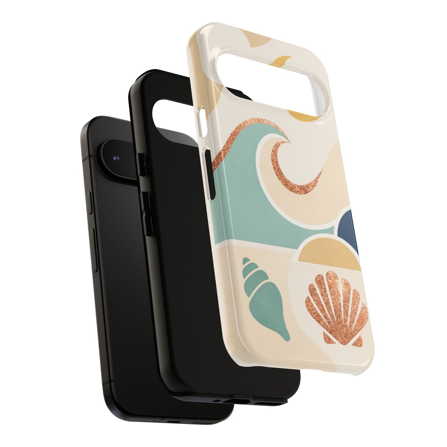 Sea Breeze Tough Phone Case — Retro Waves & Shells Design
