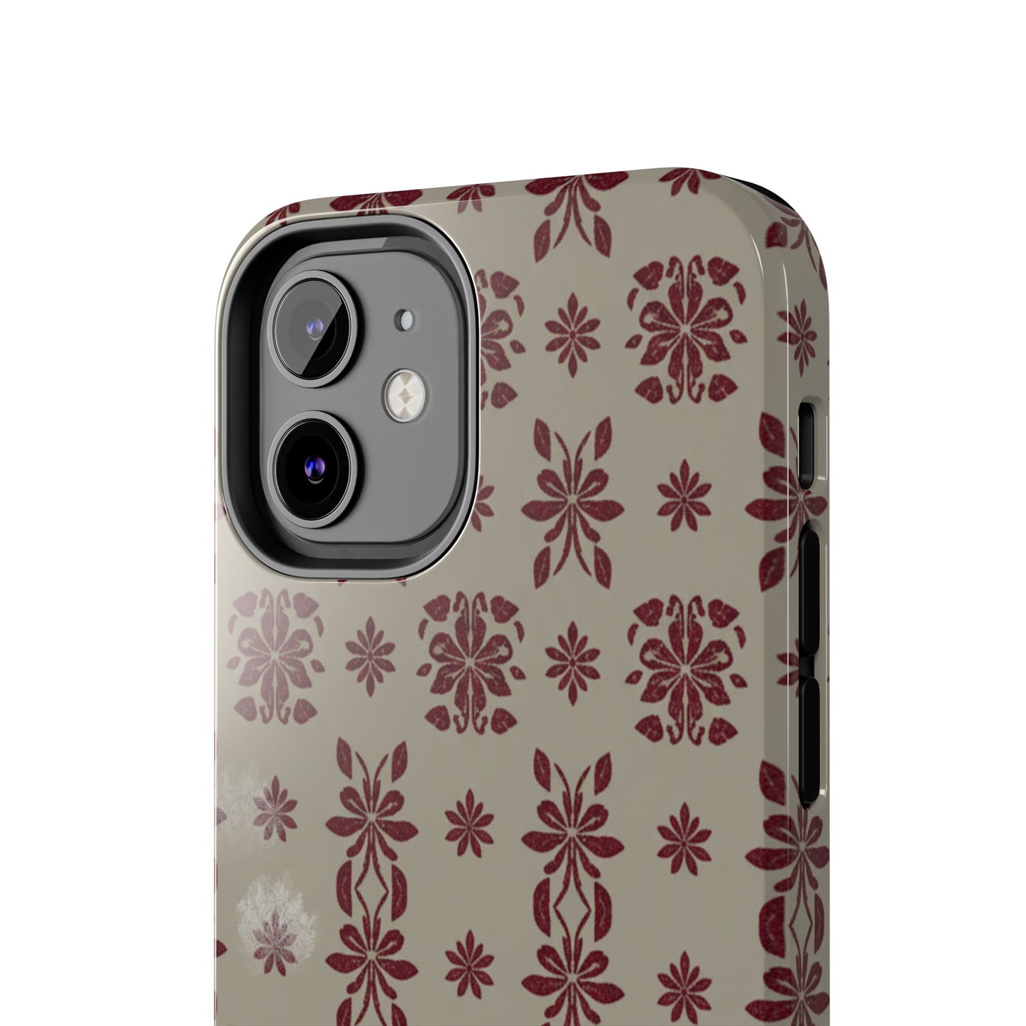 Tough Phone Case — Vintage Red Floral Pattern Protective Cover