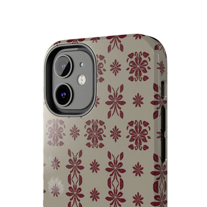 Tough Phone Case — Vintage Red Floral Pattern Protective Cover