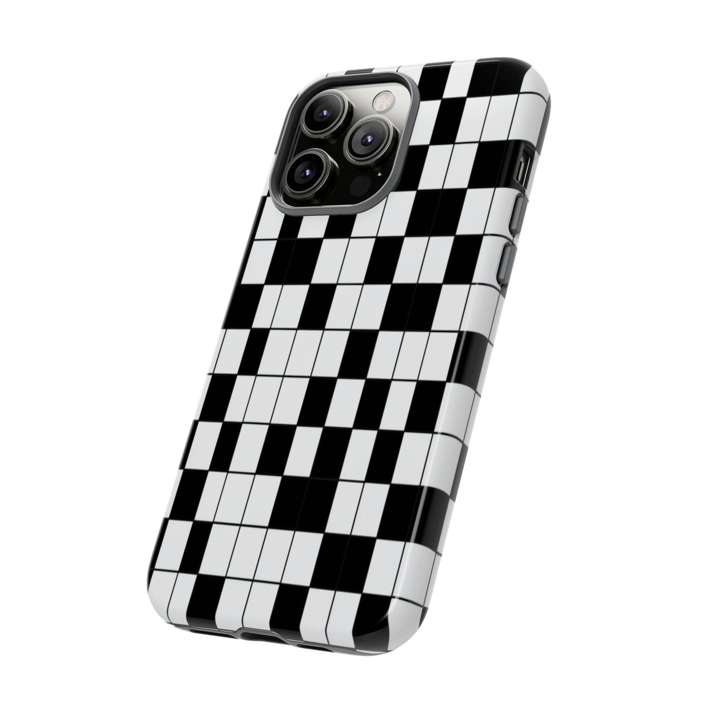 Crossword Grid Phone Case — Black & White Puzzle Pattern Tough Phone Cover