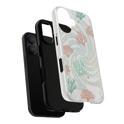 Seafoam Coral Tough Phone Case - Pastel Ocean Wave Design