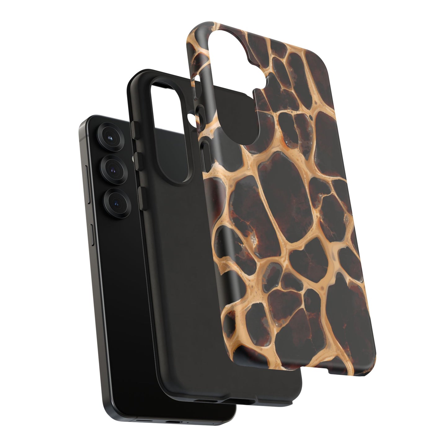 Phone Case — Brown Leather Dot Texture Rugged Protective Cover