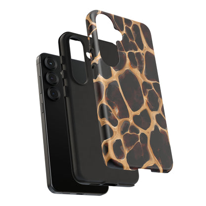 Phone Case — Brown Leather Dot Texture Rugged Protective Cover