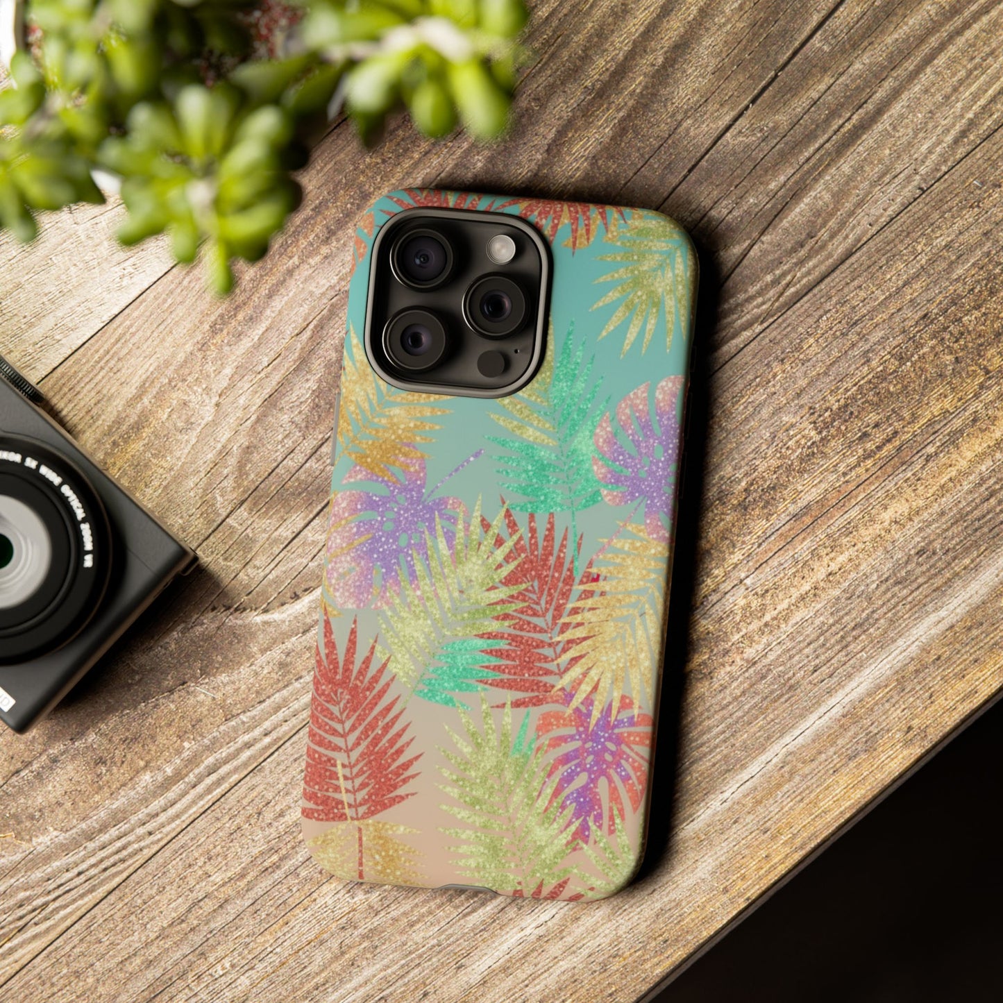 Tropical Palm Leaf Tough Phone Case – Colorful Pastel Botanical Protection
