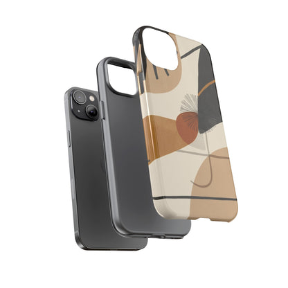 Abstract Earth Tone Phone Case — Mid-Century Minimalist Tough Case