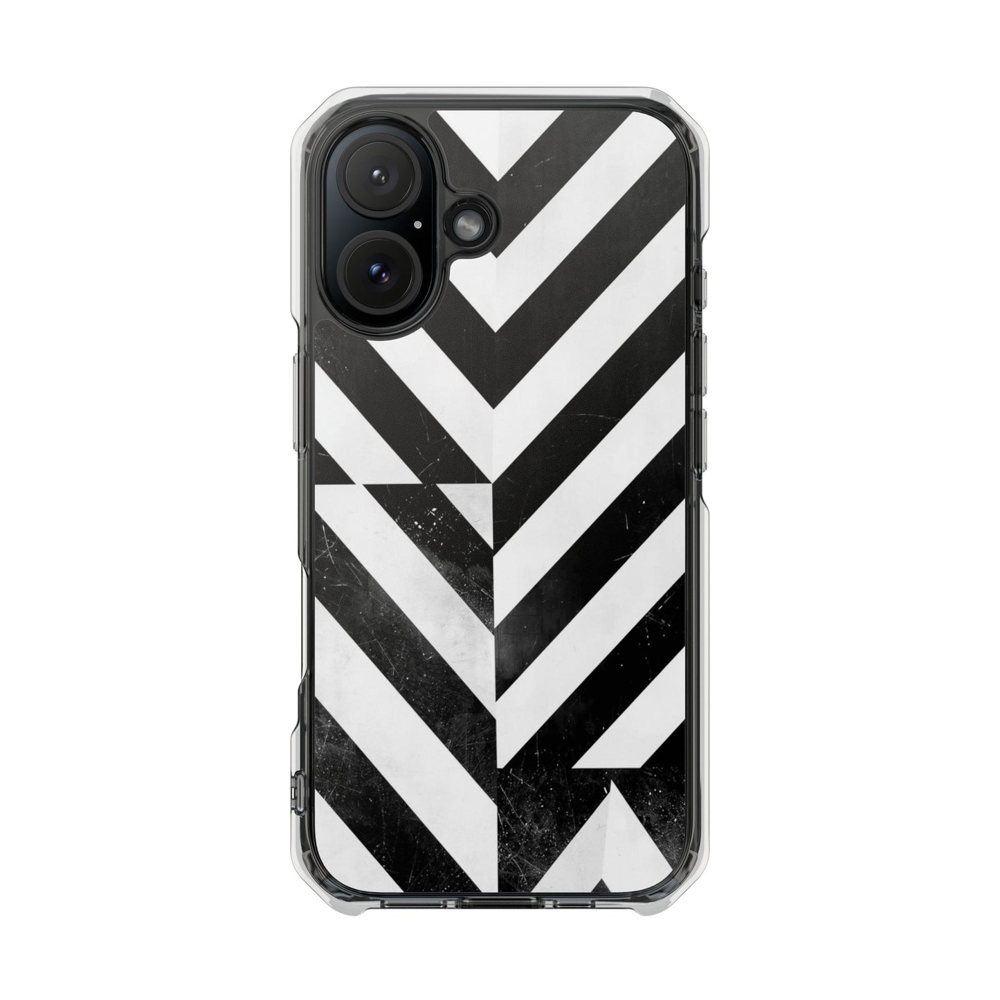 Clear Magnetic Phone Case — Bold Black & White Chevron Impact Design