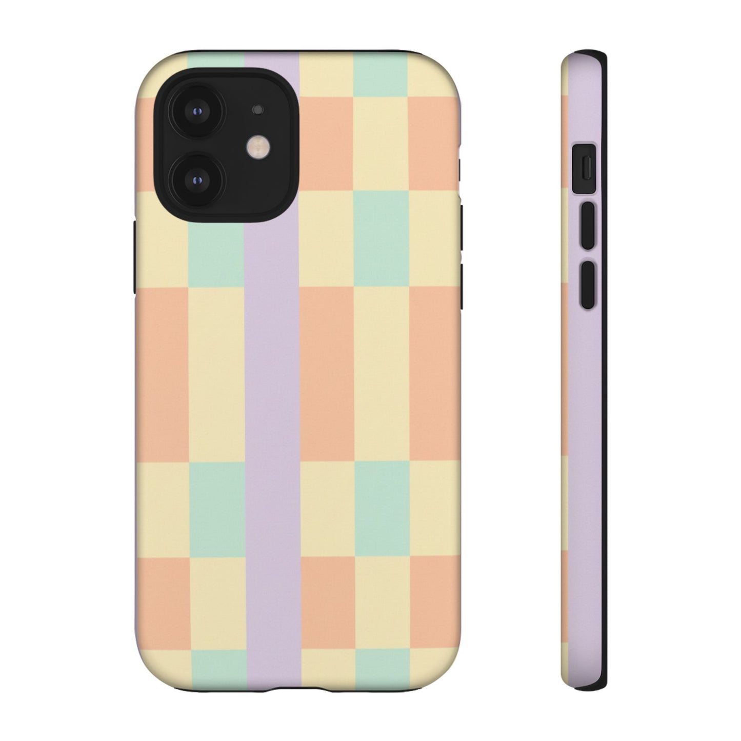 Pastel Checkered Phone Case — Retro Stripe Tough Case