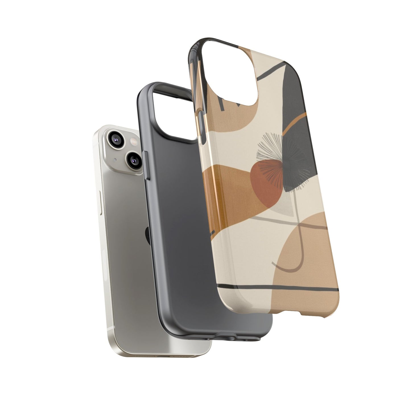Abstract Earth Tone Phone Case — Mid-Century Minimalist Tough Case