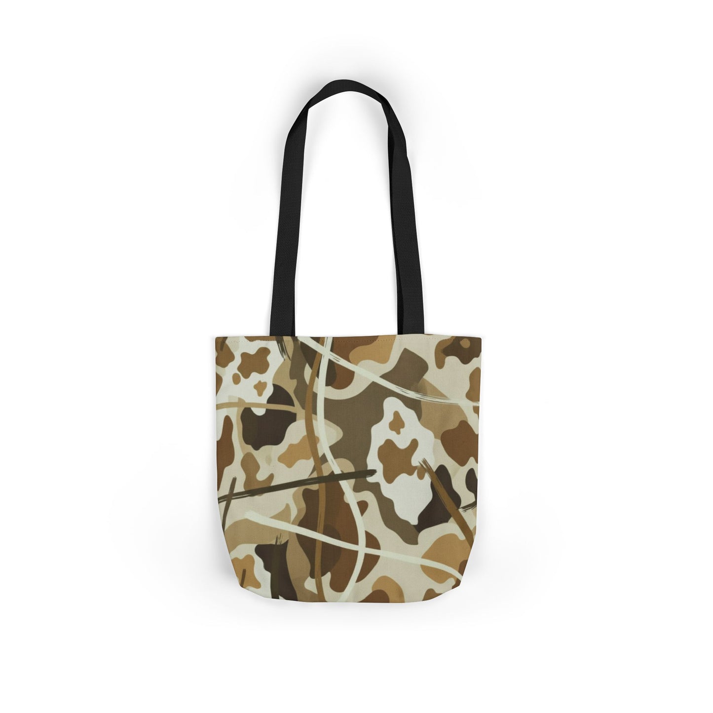 Camo Canvas Tote Bag — Beige Outdoor Pattern with 3 Color Straps