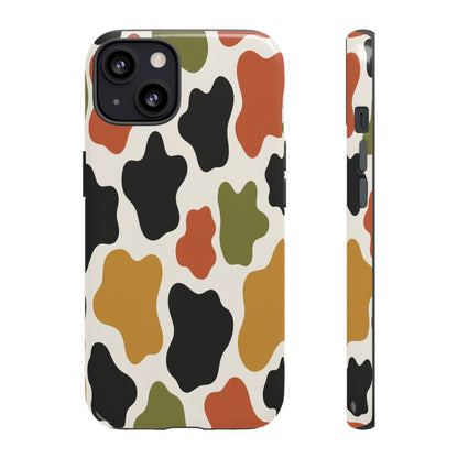 Camouflage Pattern Tough Phone Case – Retro Olive, Rust & Mustard Protective Cover