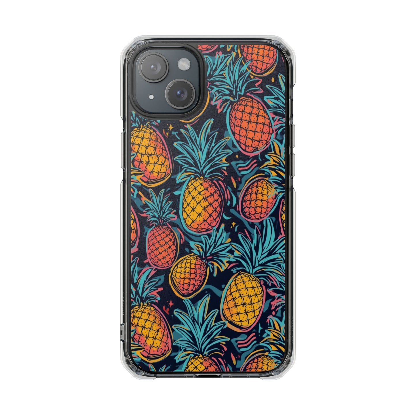 Pineapple Clear Magnetic Impact Phone Case — Tropical Pattern, Protective Clear Cover